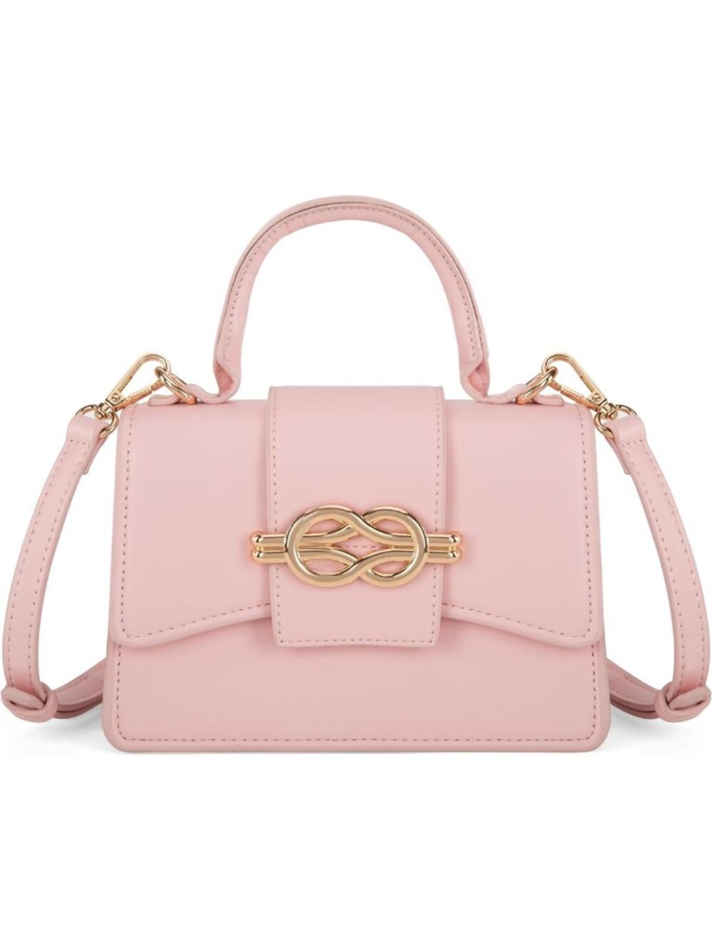 Elegant Small Crossbody Purse - Top Handle Bag with Detachable Strap, Square